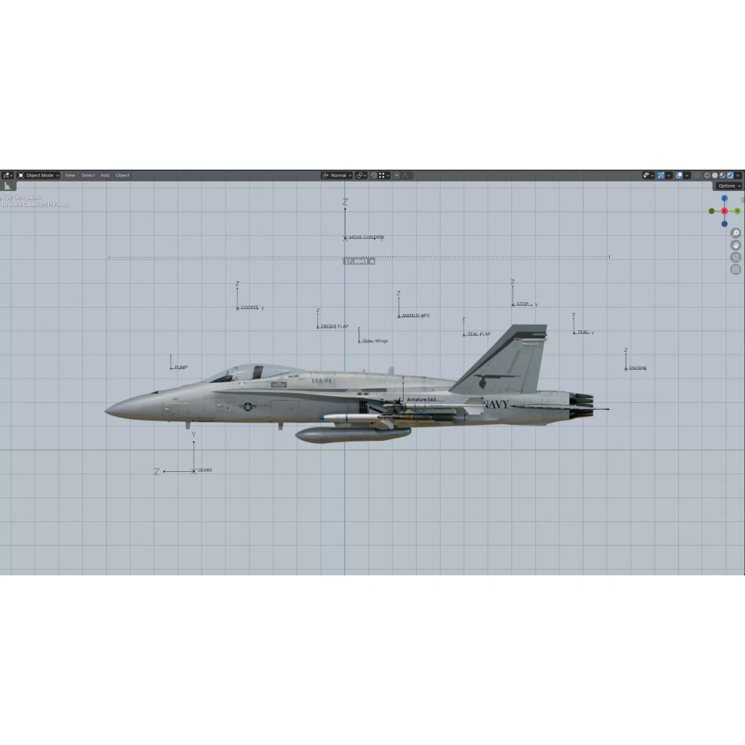 F/A 18 Hornet 3D Model – Fully Rigged Low Poly Aircraft for Animation - View 38