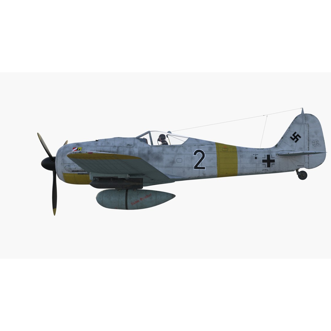 Focke-Wulf Fw 190 3D Model – Low Poly PBR Warplane, FBX - View 13