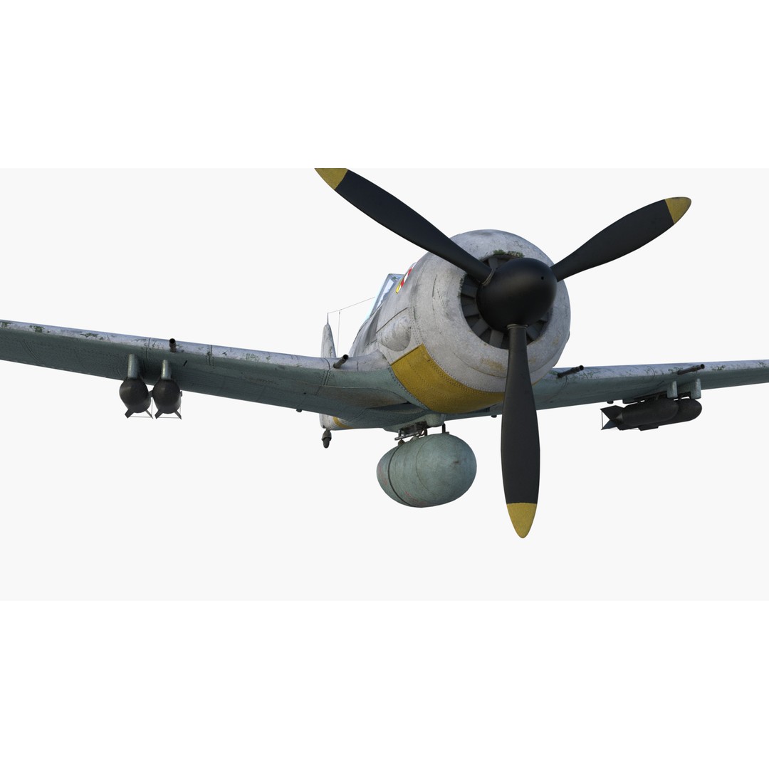 Focke-Wulf Fw 190 3D Model – Low Poly PBR Warplane, FBX - View 14