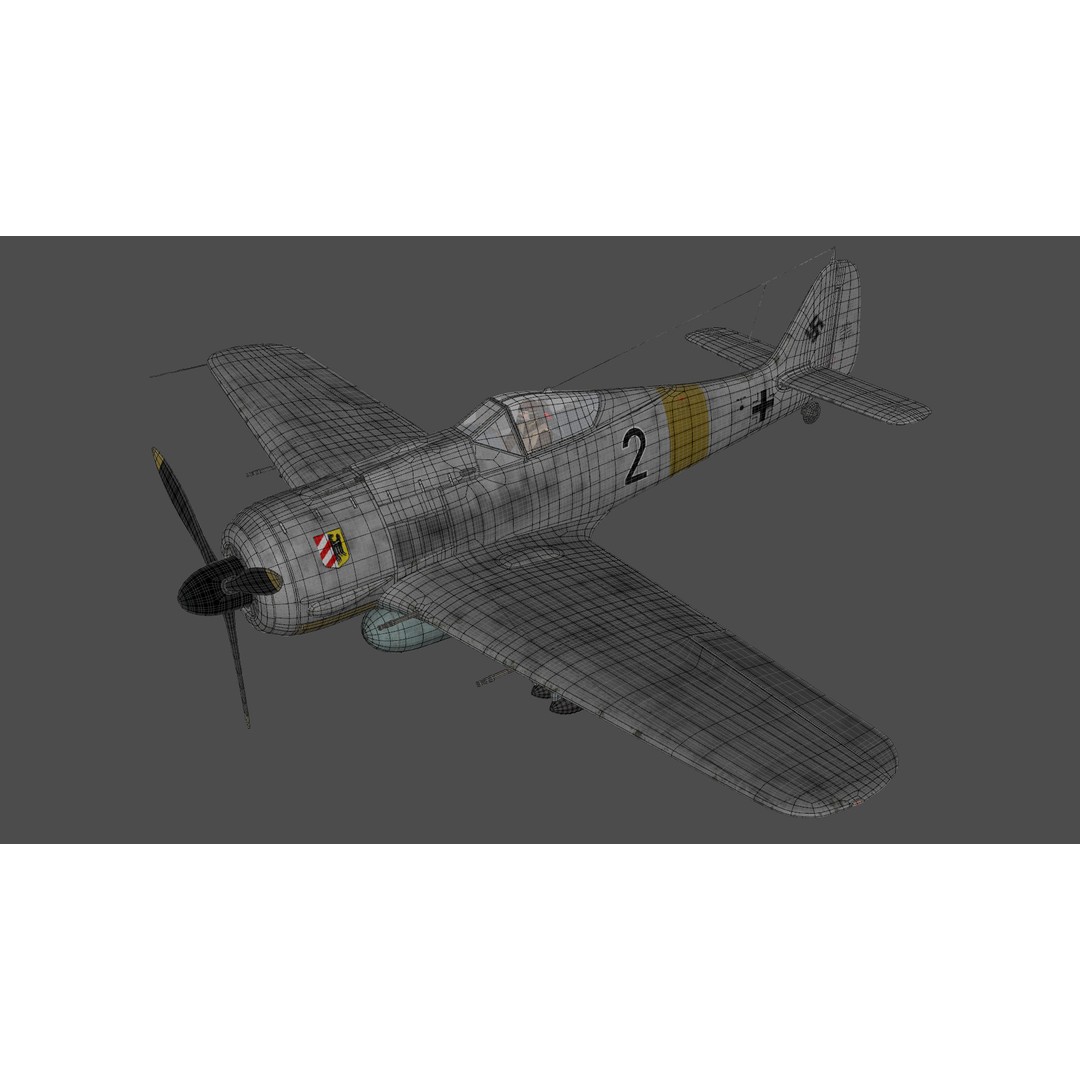 Focke-Wulf Fw 190 3D Model – Low Poly PBR Warplane, FBX - View 16