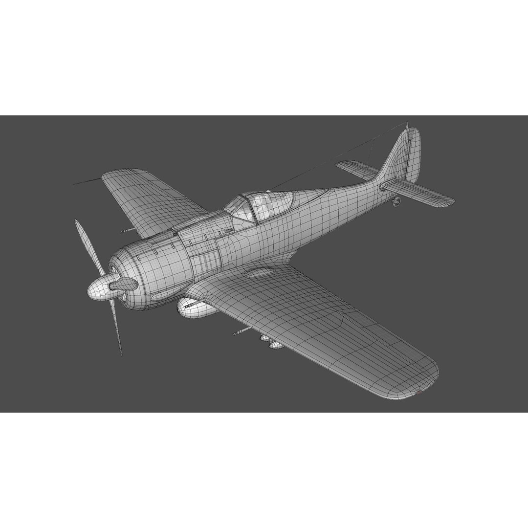 Focke-Wulf Fw 190 3D Model – Low Poly PBR Warplane, FBX - View 17