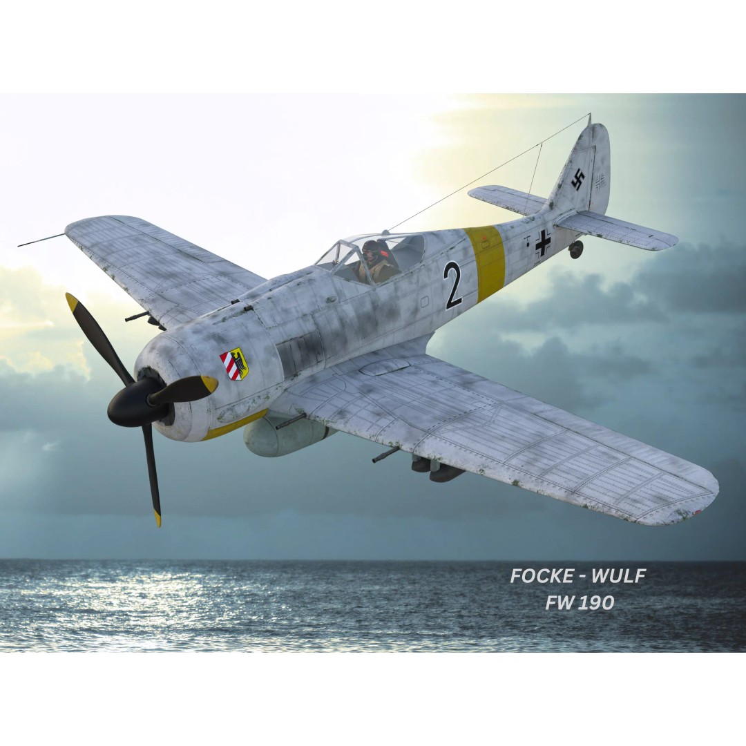 Focke-Wulf Fw 190 3D Model – Low Poly PBR Warplane, FBX - View 2