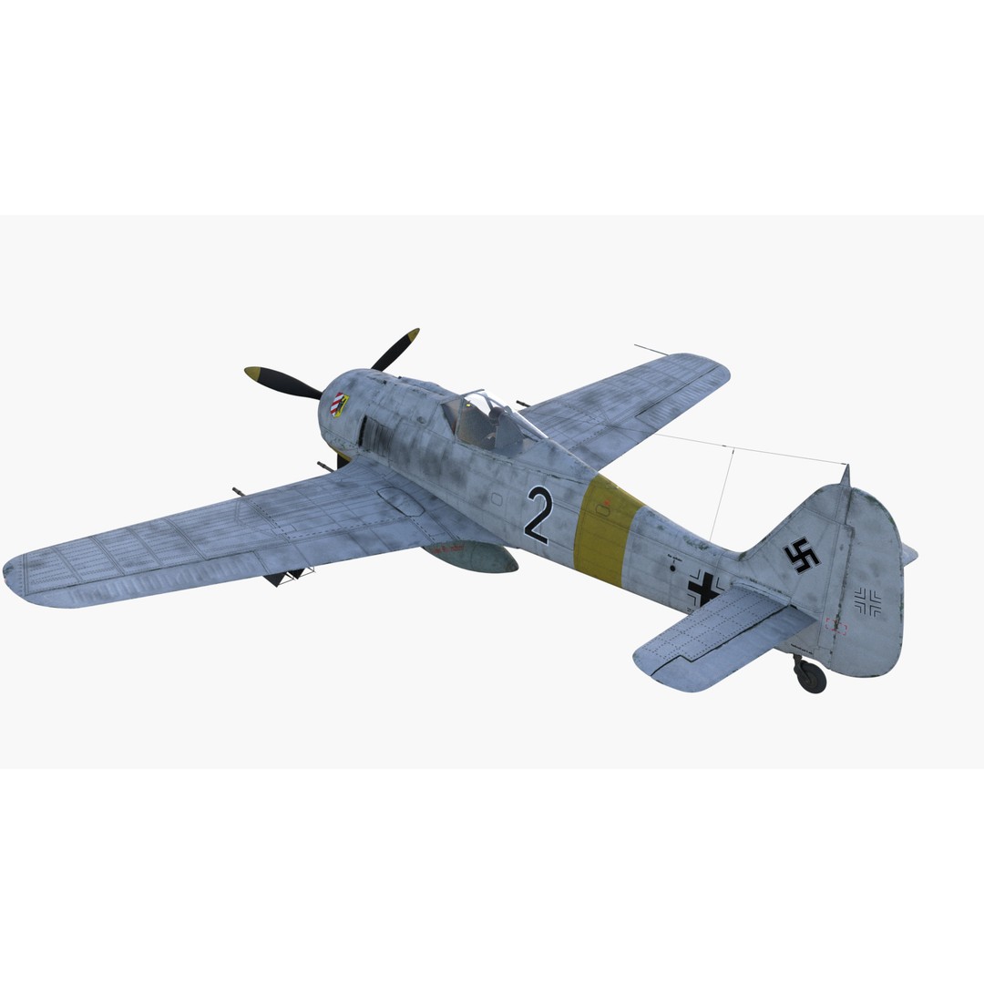 Focke-Wulf Fw 190 3D Model – Low Poly PBR Warplane, FBX - View 6