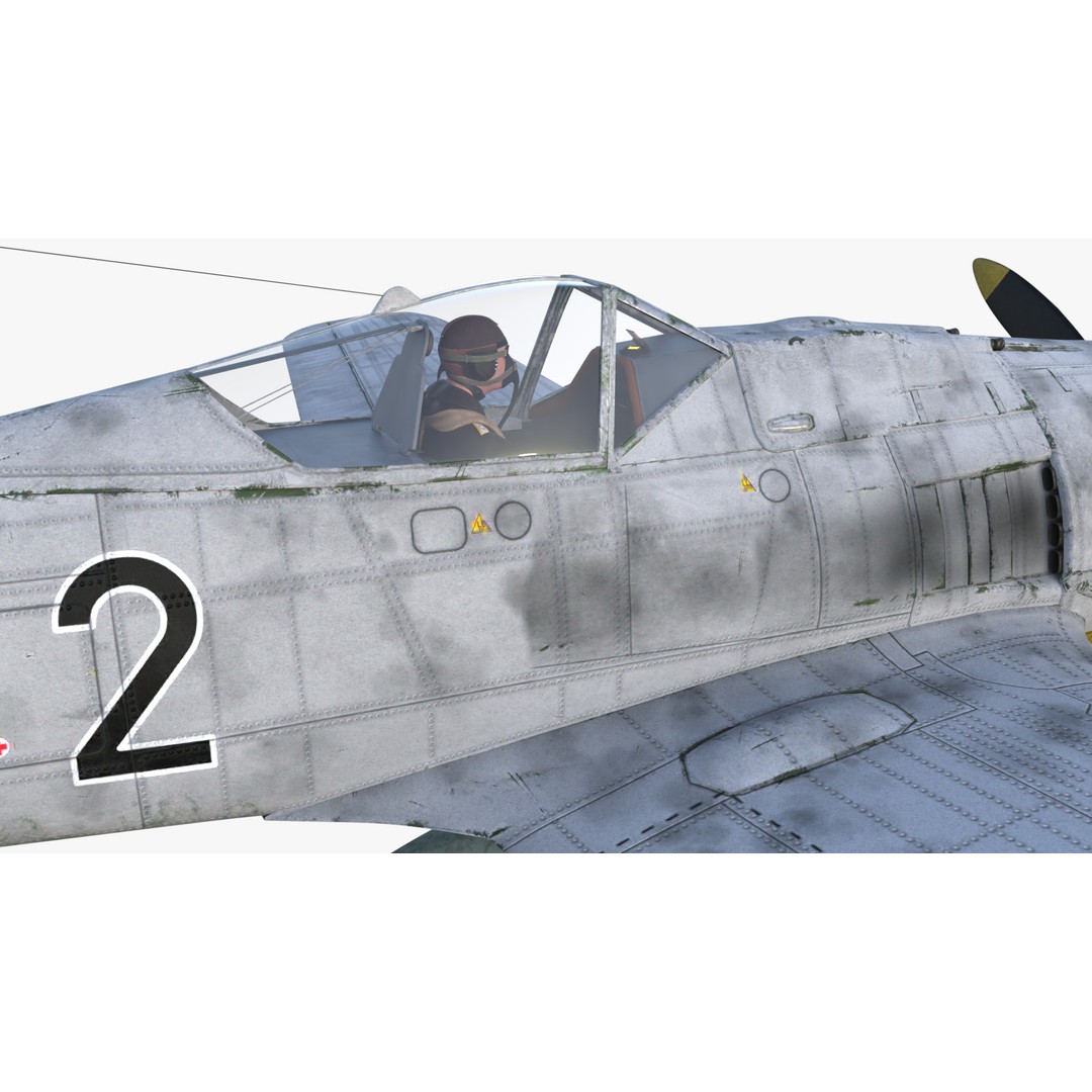 Focke-Wulf Fw 190 3D Model – Low Poly PBR Warplane, FBX - View 9