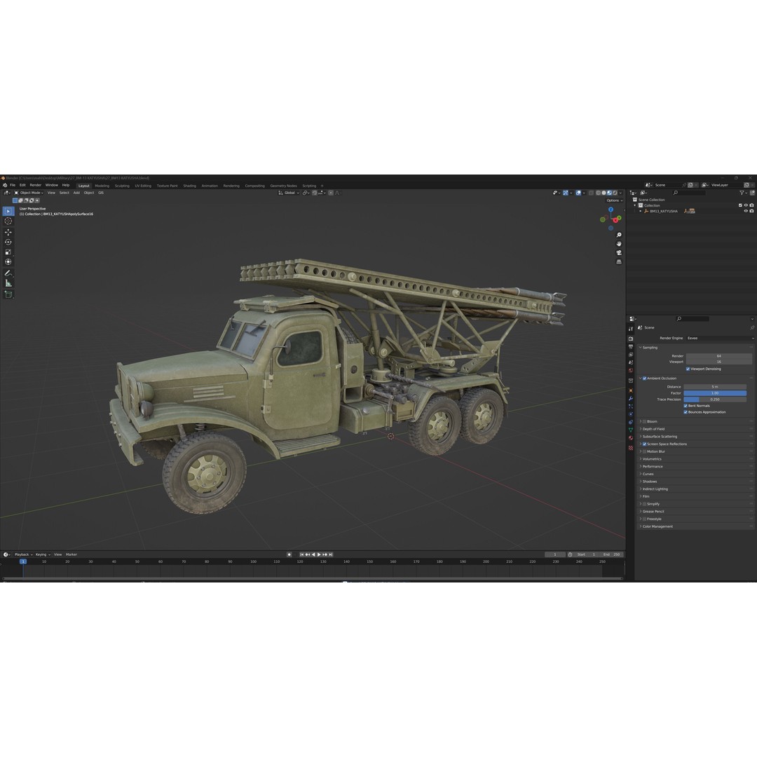Katyusha Rocket Launcher 3D Model – Low Poly Game Asset, FBX - View 10