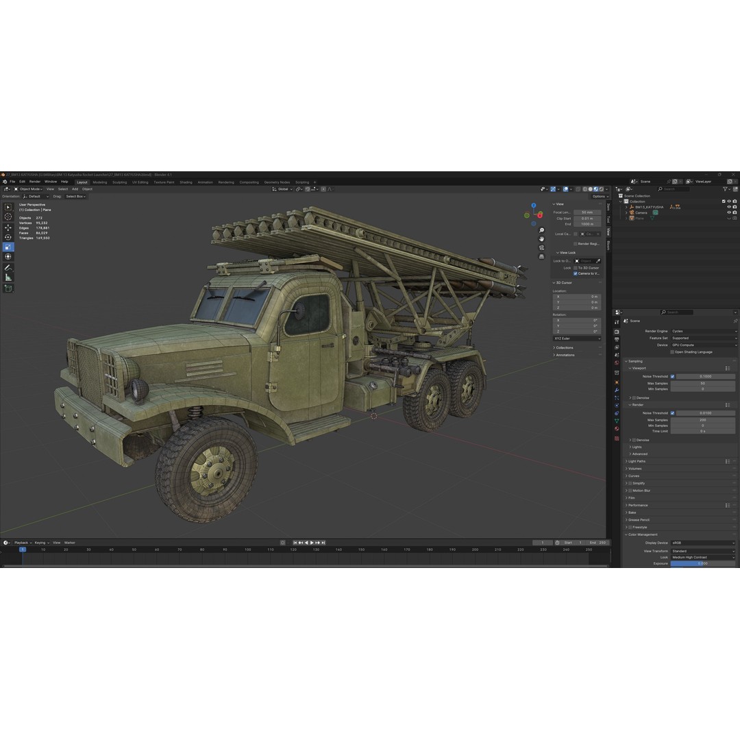 Katyusha Rocket Launcher 3D Model – Low Poly Game Asset, FBX - View 13
