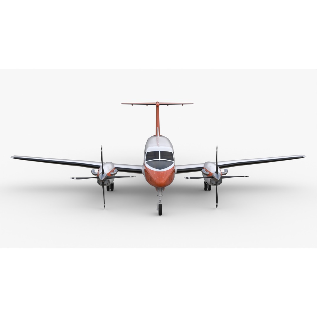 Beechcraft King Air 3D Model – Navy Edition, Game-Ready, FBX, Blender - View 10