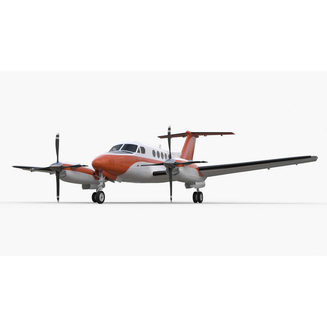 Beechcraft King Air 3D Model – Navy Edition, Game-Ready, FBX, Blender - View 11