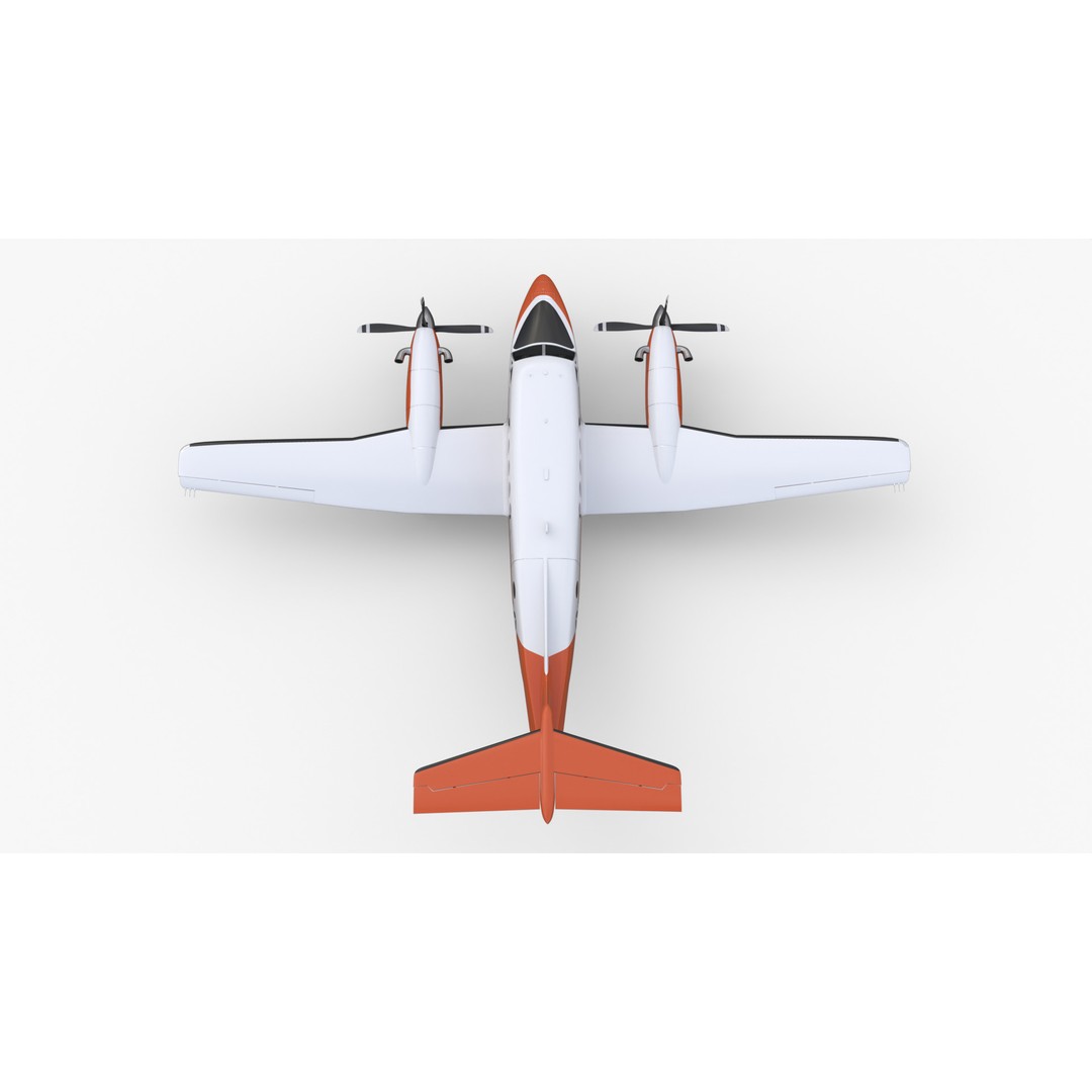 Beechcraft King Air 3D Model – Navy Edition, Game-Ready, FBX, Blender - View 12