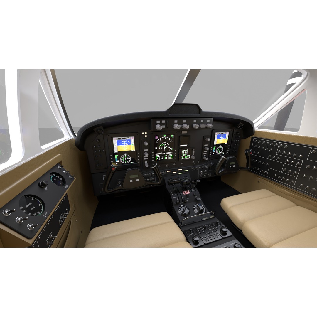Beechcraft King Air 3D Model – Navy Edition, Game-Ready, FBX, Blender - View 14