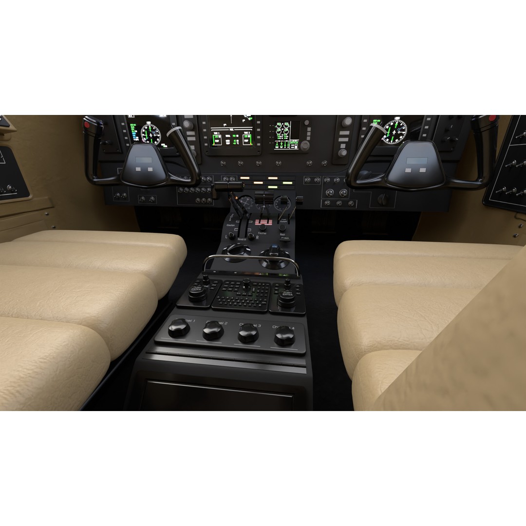 Beechcraft King Air 3D Model – Navy Edition, Game-Ready, FBX, Blender - View 15