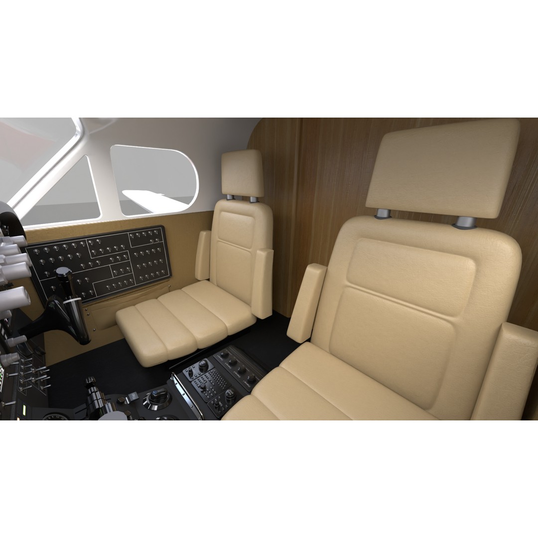 Beechcraft King Air 3D Model – Navy Edition, Game-Ready, FBX, Blender - View 17
