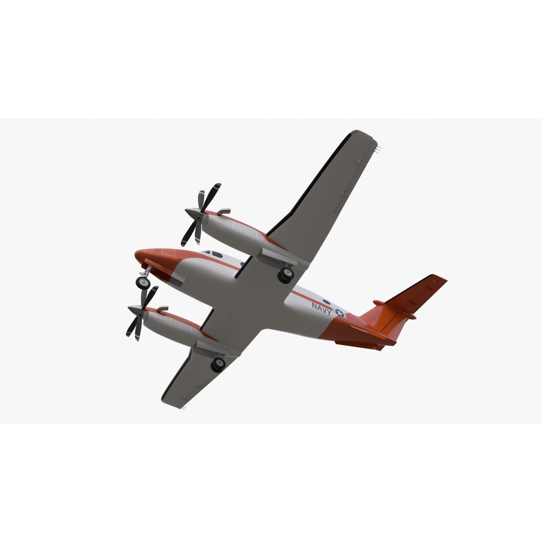 Beechcraft King Air 3D Model – Navy Edition, Game-Ready, FBX, Blender - View 18