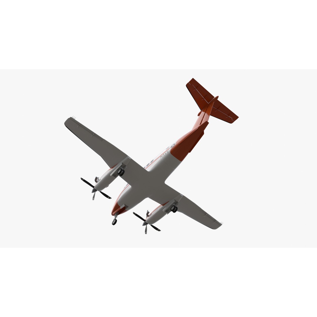 Beechcraft King Air 3D Model – Navy Edition, Game-Ready, FBX, Blender - View 19