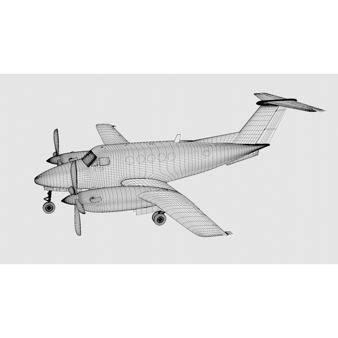 Beechcraft King Air 3D Model – Navy Edition, Game-Ready, FBX, Blender - View 29