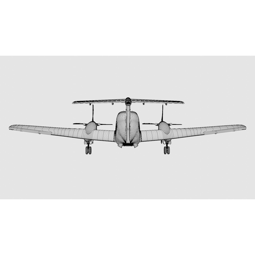 Beechcraft King Air 3D Model – Navy Edition, Game-Ready, FBX, Blender - View 32