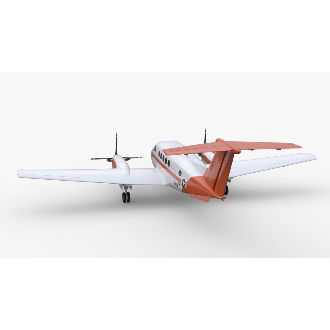 Beechcraft King Air 3D Model – Navy Edition, Game-Ready, FBX, Blender - View 5