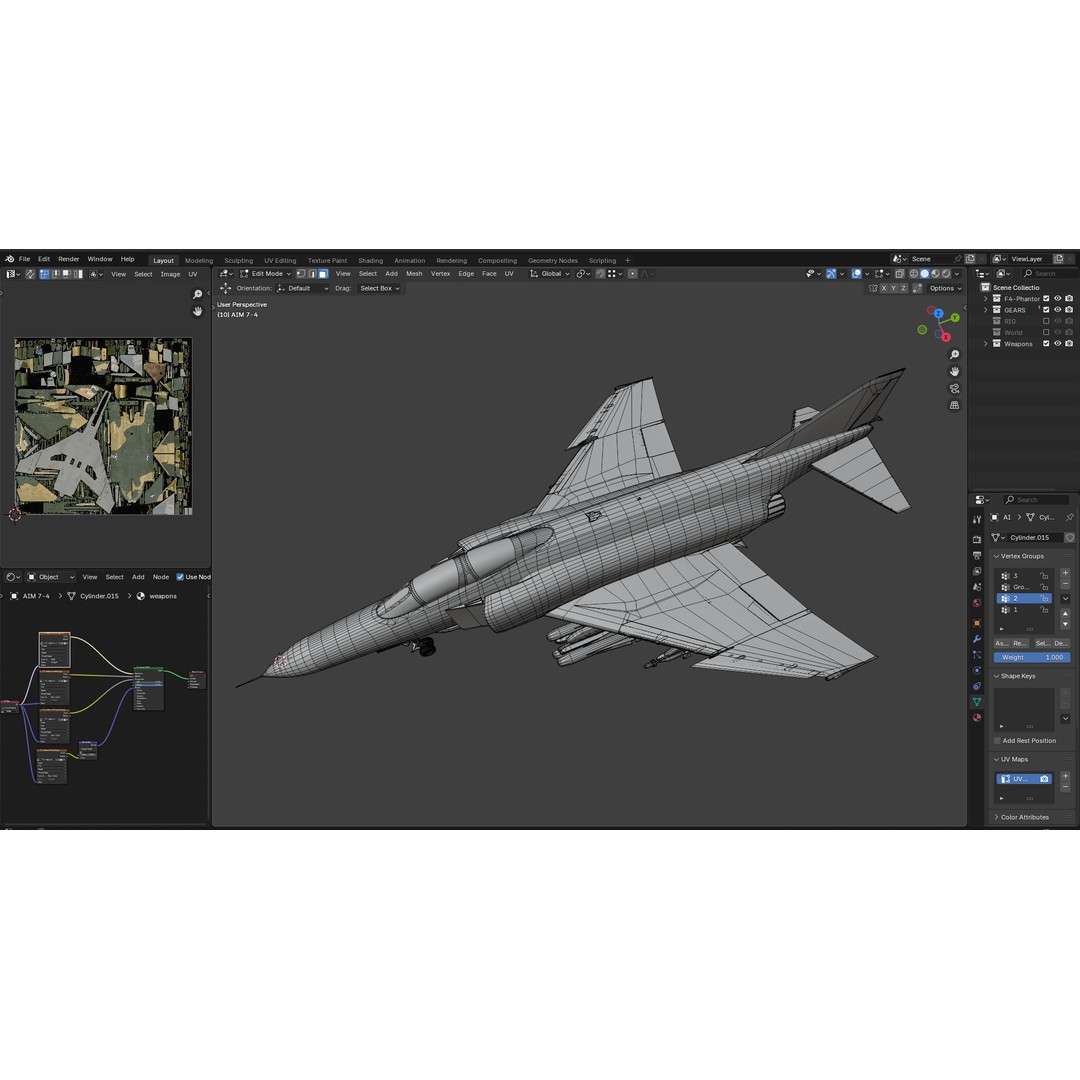 F4 Phantom 2 3D Model – Low Poly Rigged Aircraft with Changeable Decals