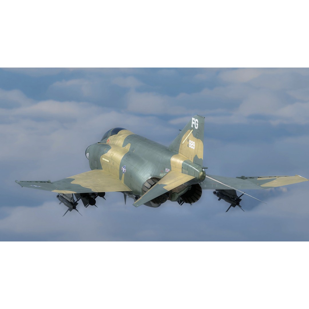 F4 Phantom 2 3D Model – Low Poly Rigged Aircraft with Changeable Decals - View 13
