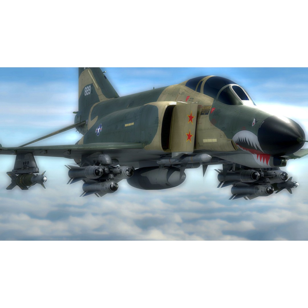 F4 Phantom 2 3D Model – Low Poly Rigged Aircraft with Changeable Decals - View 19