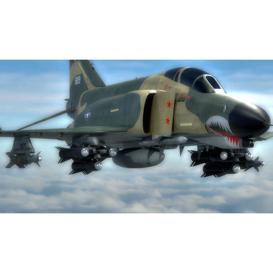 F4 Phantom 2 3D Model – Low Poly Rigged Aircraft with Changeable Decals - View 20