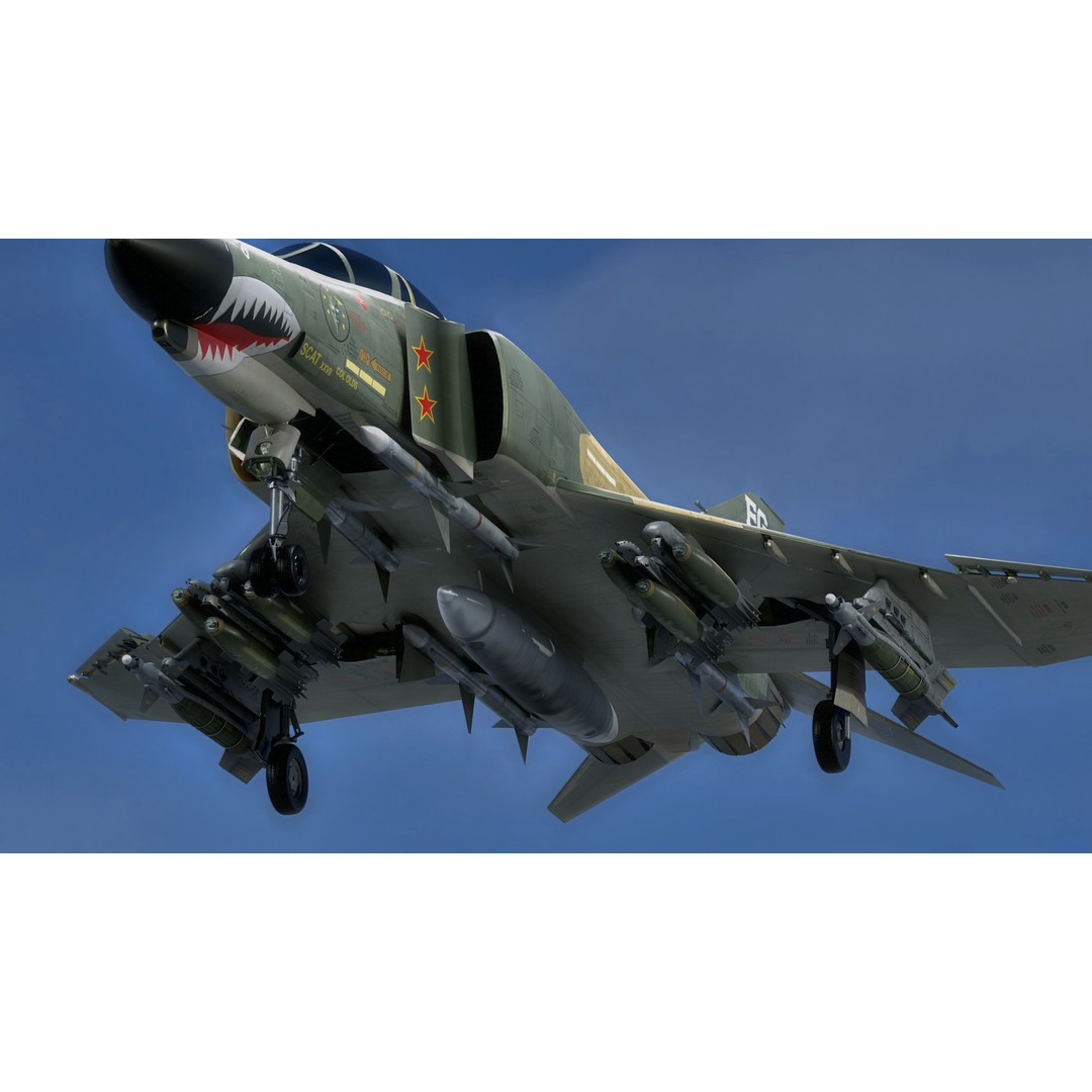 F4 Phantom 2 3D Model – Low Poly Rigged Aircraft with Changeable Decals - View 22