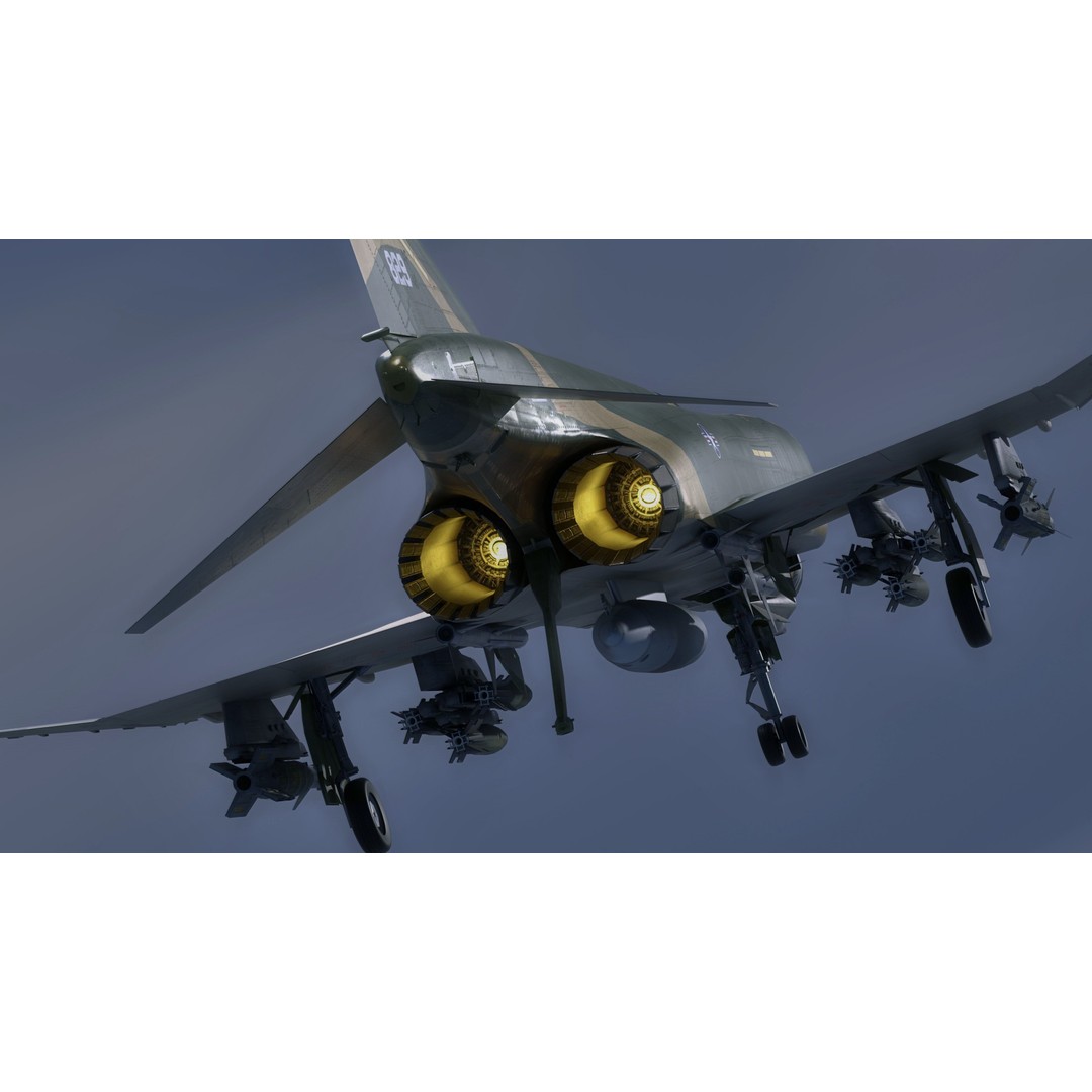 F4 Phantom 2 3D Model – Low Poly Rigged Aircraft with Changeable Decals - View 23