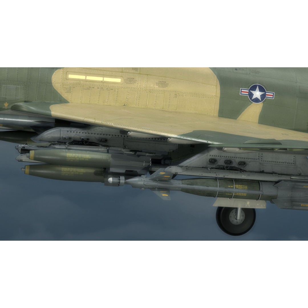 F4 Phantom 2 3D Model – Low Poly Rigged Aircraft with Changeable Decals - View 24