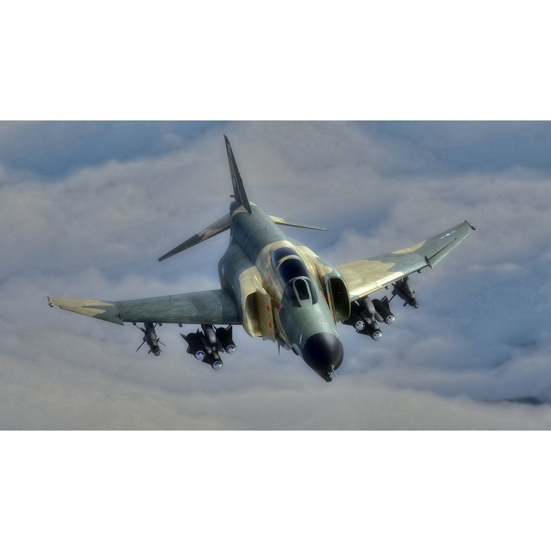 F4 Phantom 2 3D Model – Low Poly Rigged Aircraft with Changeable Decals - View 3