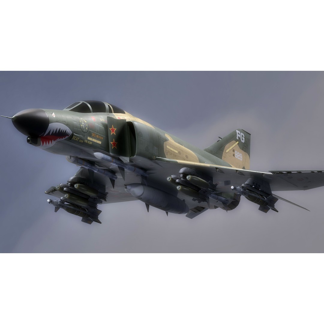 F4 Phantom 2 3D Model – Low Poly Rigged Aircraft with Changeable Decals - View 4