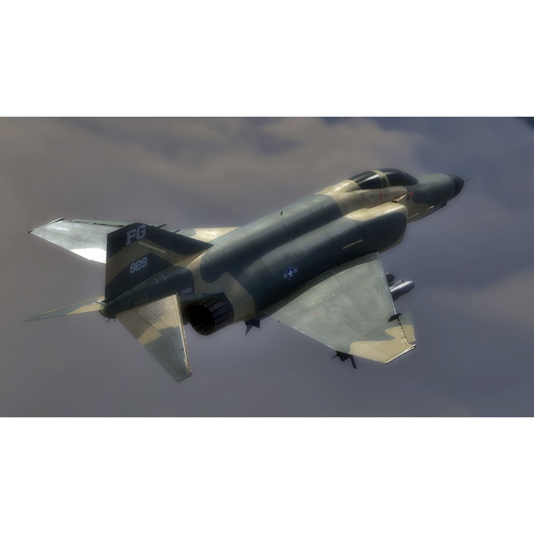 F4 Phantom 2 3D Model – Low Poly Rigged Aircraft with Changeable Decals - View 5