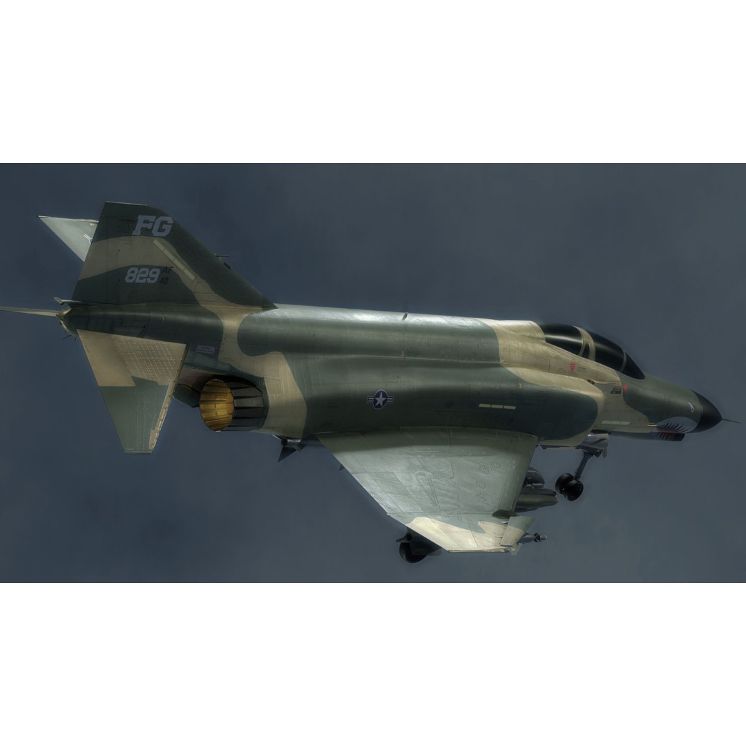 F4 Phantom 2 3D Model – Low Poly Rigged Aircraft with Changeable Decals - View 7