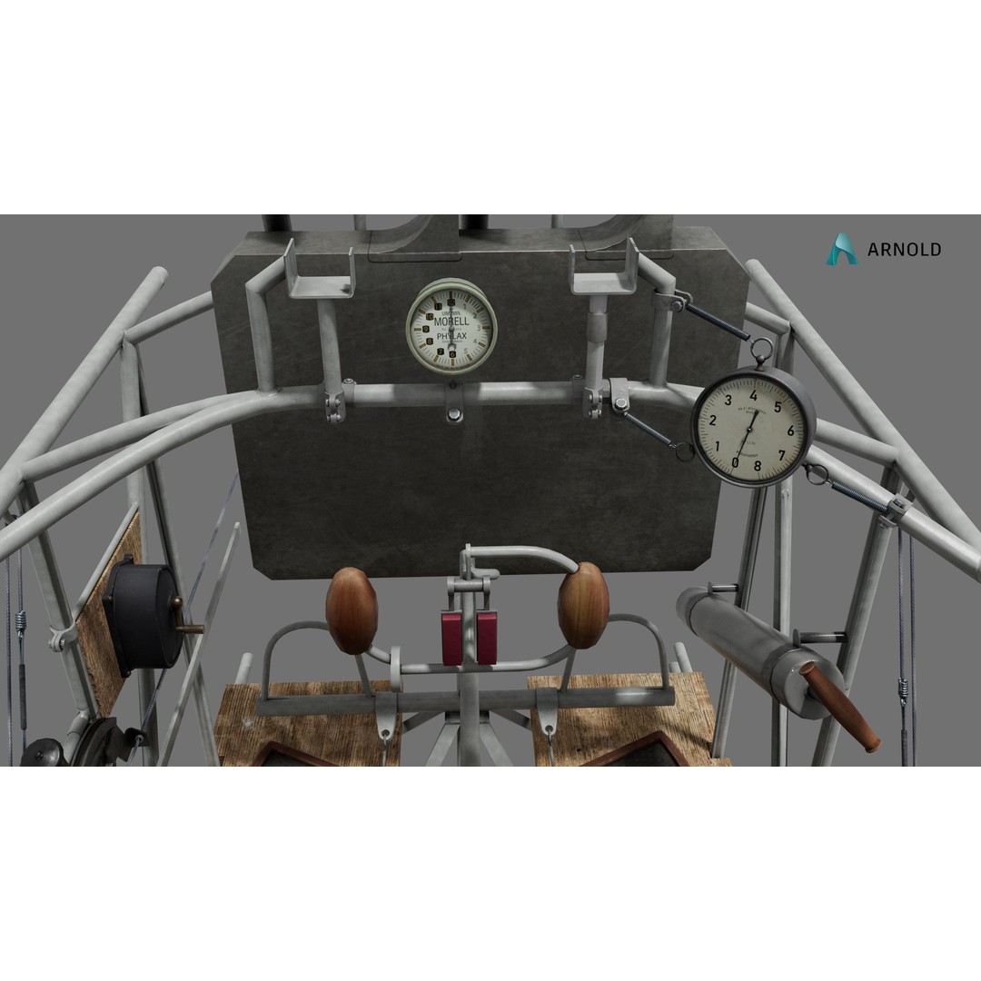 World War 1 Cockpit Interior 3D Model – Low Poly Game Ready FBX Asset - View 11