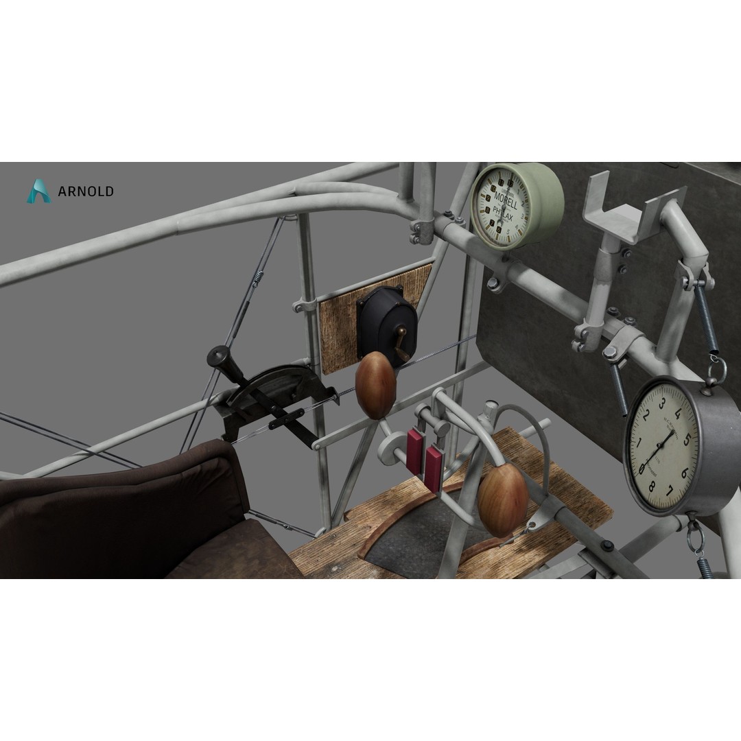 World War 1 Cockpit Interior 3D Model – Low Poly Game Ready FBX Asset - View 13