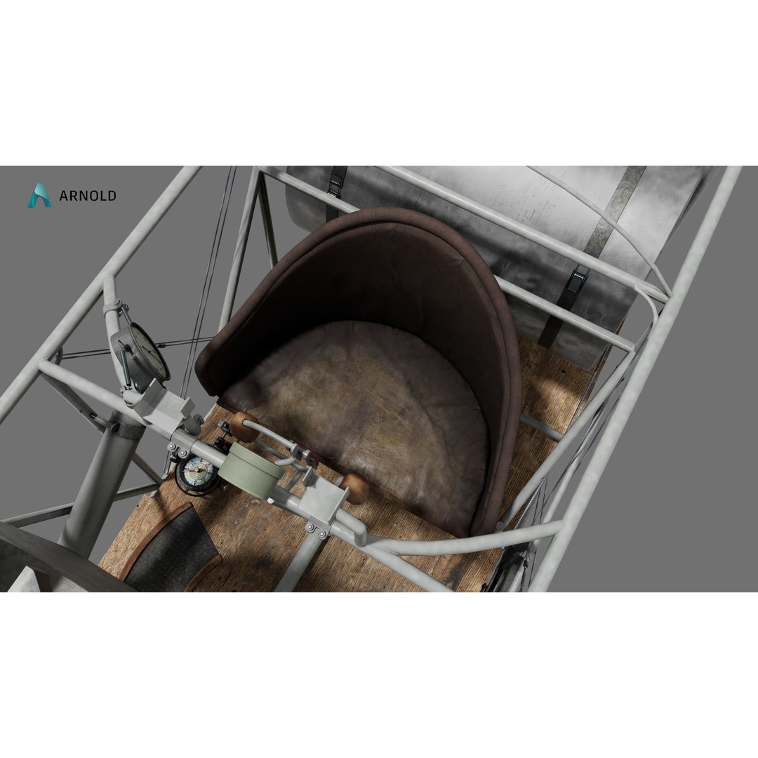 World War 1 Cockpit Interior 3D Model – Low Poly Game Ready FBX Asset - View 14