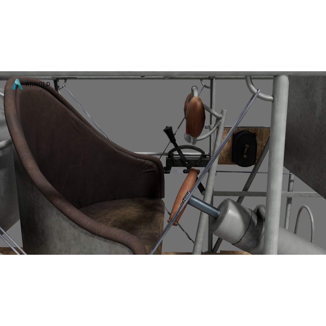 World War 1 Cockpit Interior 3D Model – Low Poly Game Ready FBX Asset - View 15