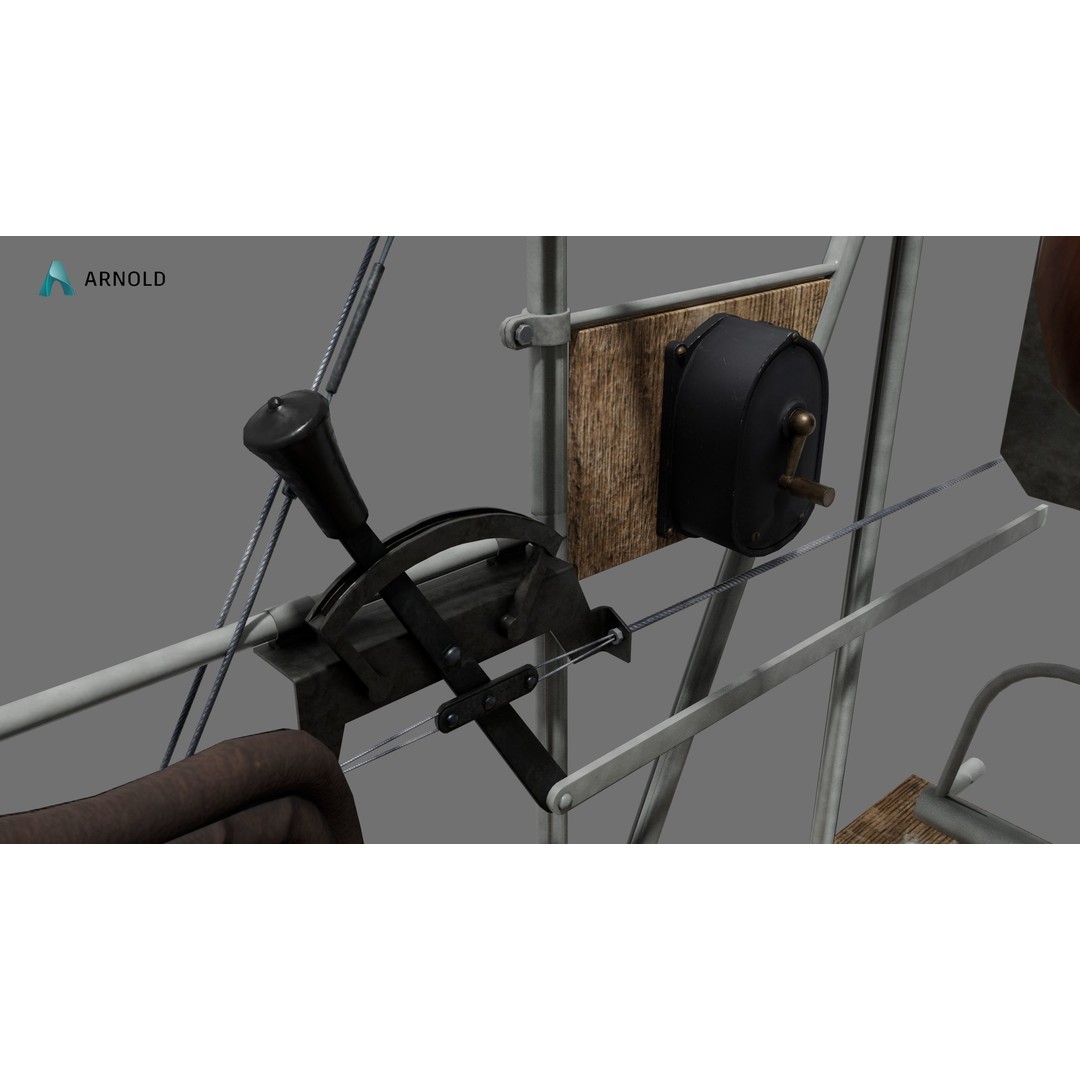 World War 1 Cockpit Interior 3D Model – Low Poly Game Ready FBX Asset - View 17