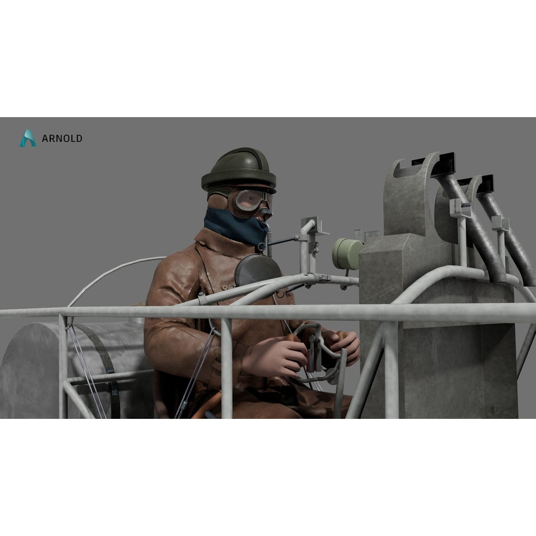 World War 1 Cockpit Interior 3D Model – Low Poly Game Ready FBX Asset - View 18