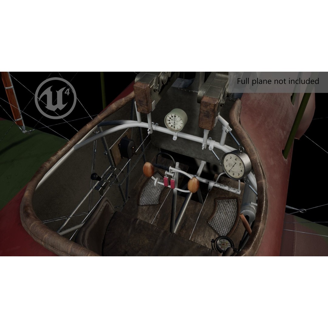 World War 1 Cockpit Interior 3D Model – Low Poly Game Ready FBX Asset - View 3