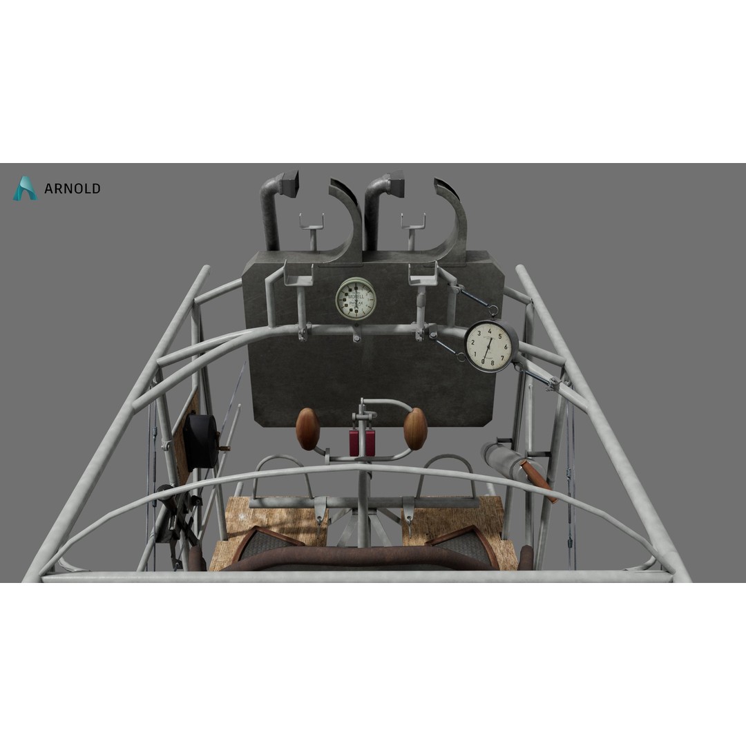 World War 1 Cockpit Interior 3D Model – Low Poly Game Ready FBX Asset - View 5