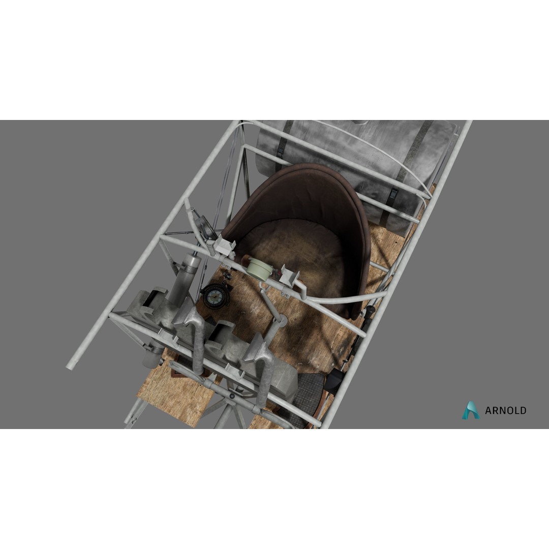 World War 1 Cockpit Interior 3D Model – Low Poly Game Ready FBX Asset - View 7