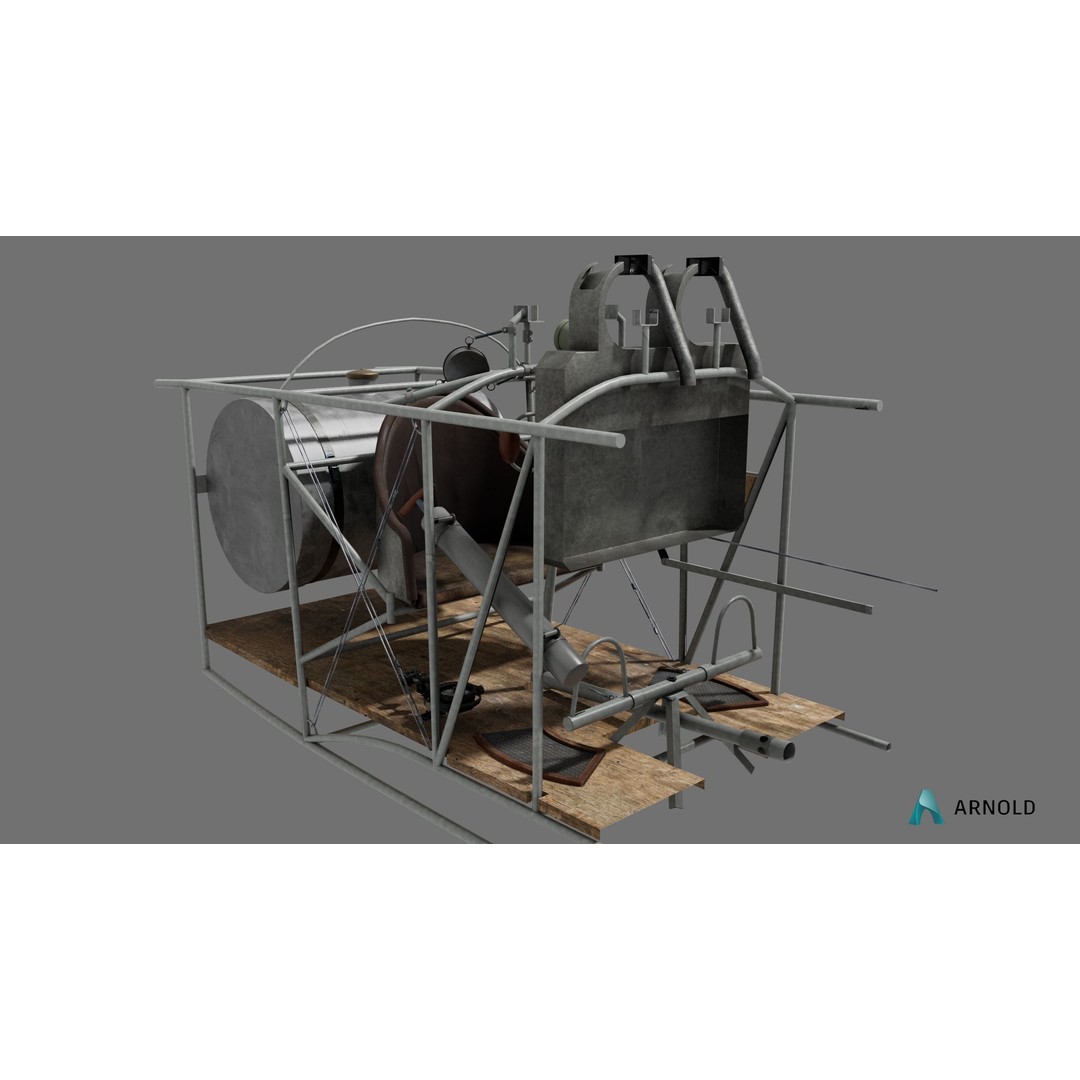 World War 1 Cockpit Interior 3D Model – Low Poly Game Ready FBX Asset - View 8