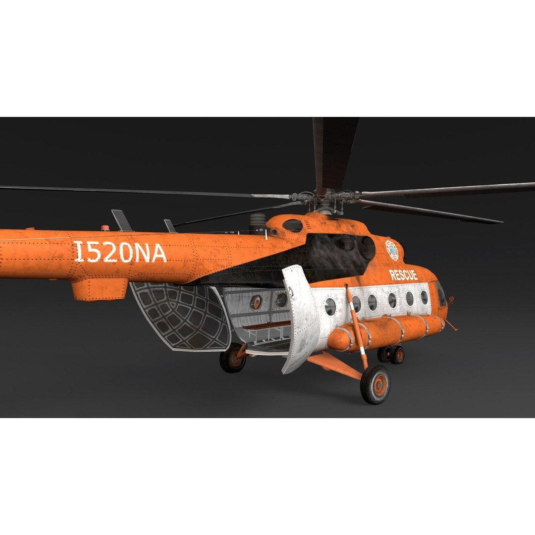 Rescue Helicopter 3D Model – Low Poly Game Asset, FBX, OBJ - View 3
