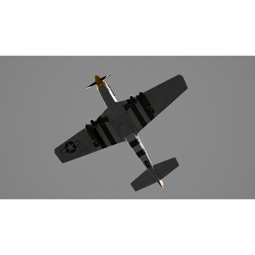 P51D Mustang 3D Model – High Poly Military Aircraft, FBX - View 11