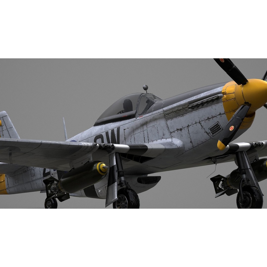 P51D Mustang 3D Model – High Poly Military Aircraft, FBX - View 12