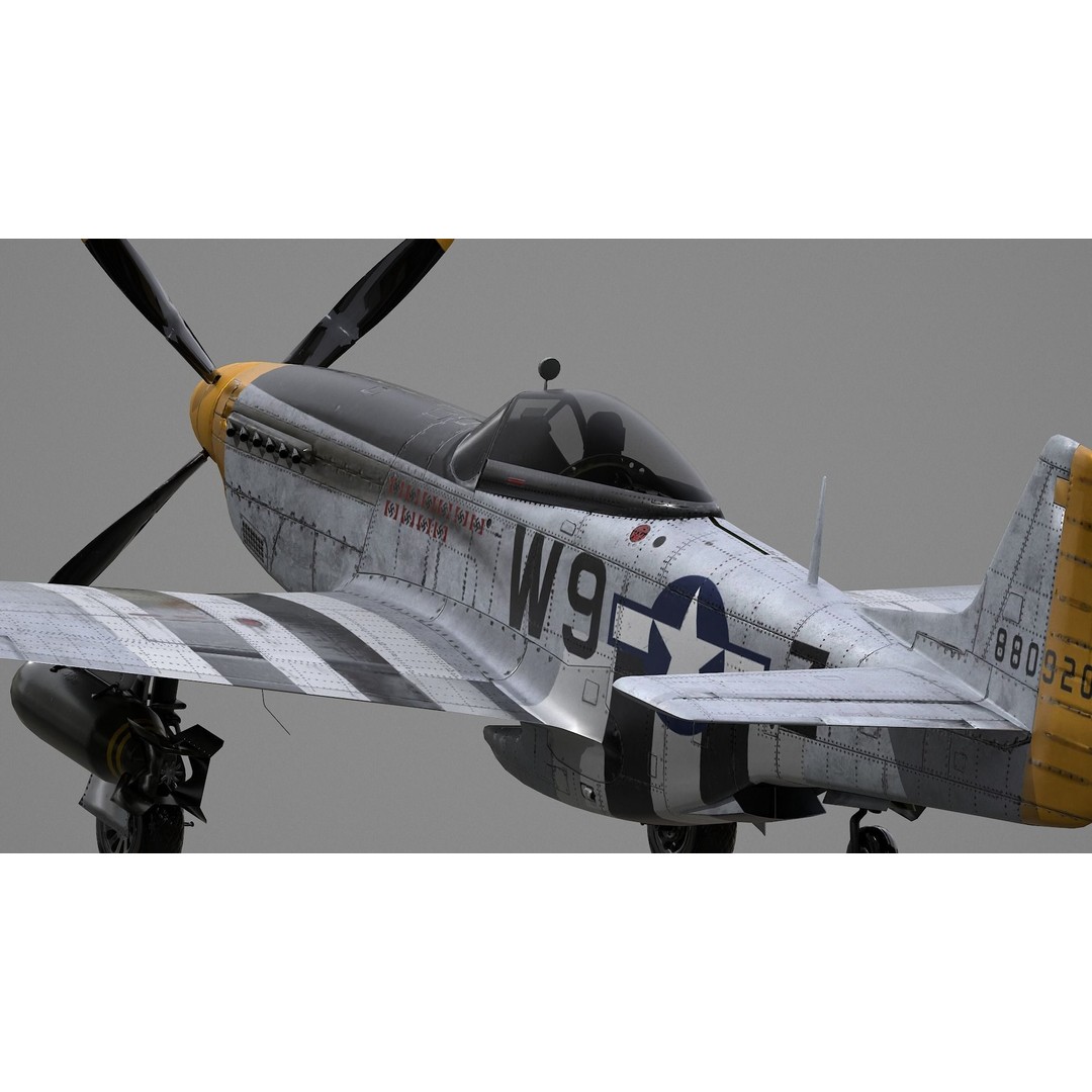 P51D Mustang 3D Model – High Poly Military Aircraft, FBX - View 13