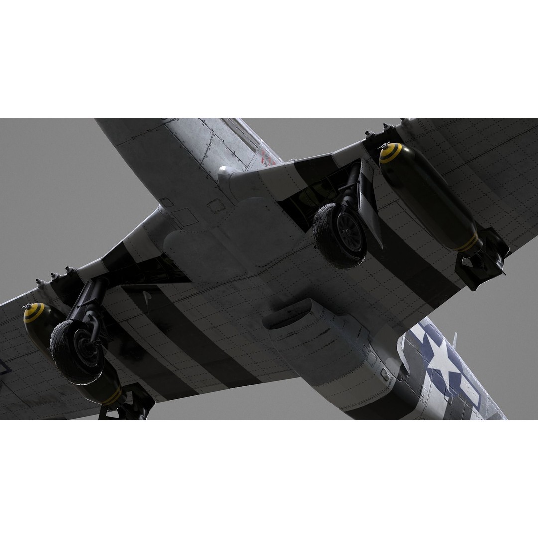 P51D Mustang 3D Model – High Poly Military Aircraft, FBX - View 14