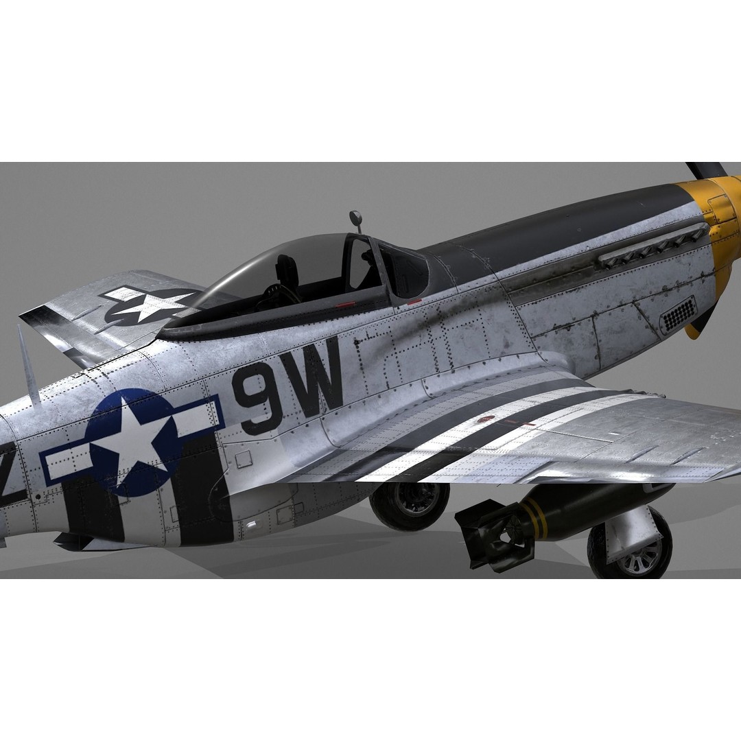 P51D Mustang 3D Model – High Poly Military Aircraft, FBX - View 15