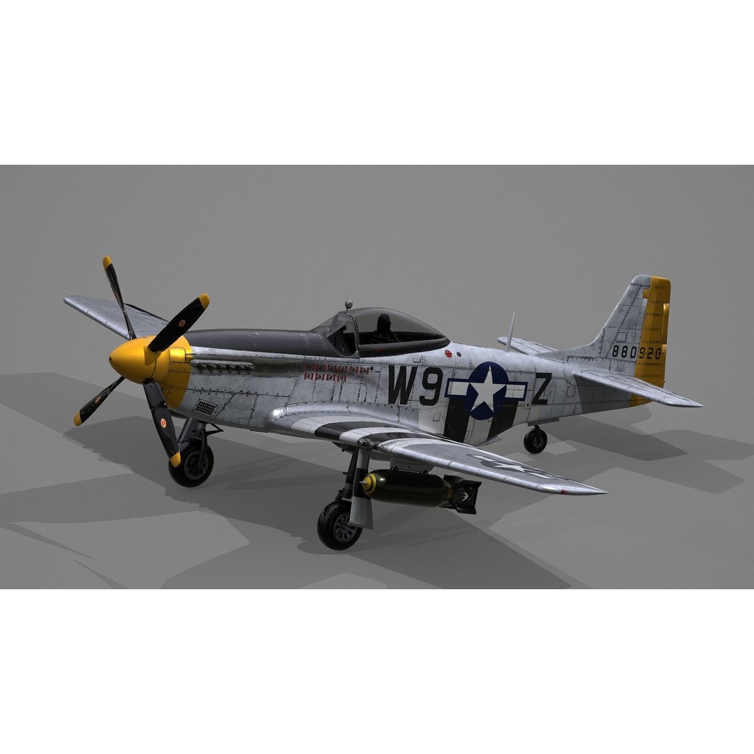 P51D Mustang 3D Model – High Poly Military Aircraft, FBX - View 3