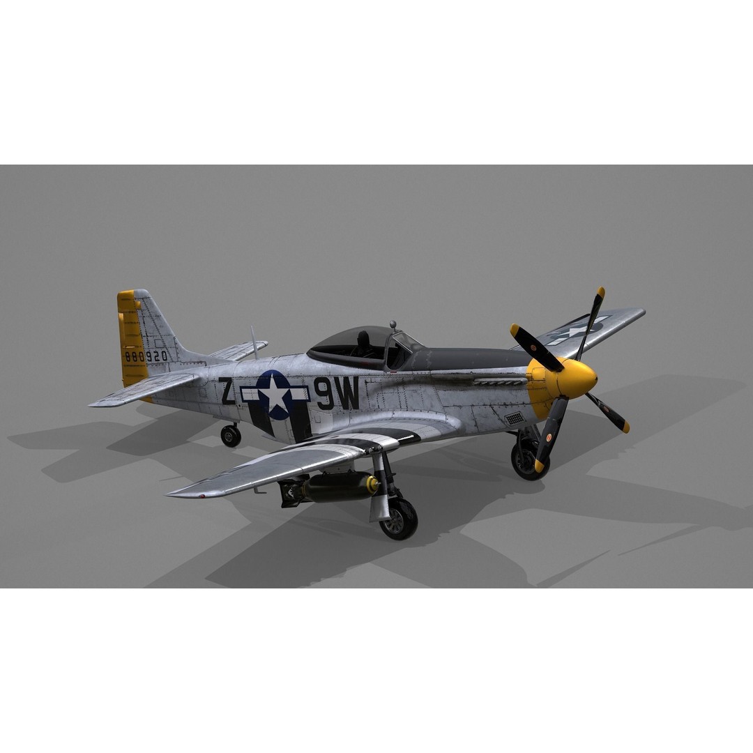 P51D Mustang 3D Model – High Poly Military Aircraft, FBX - View 5